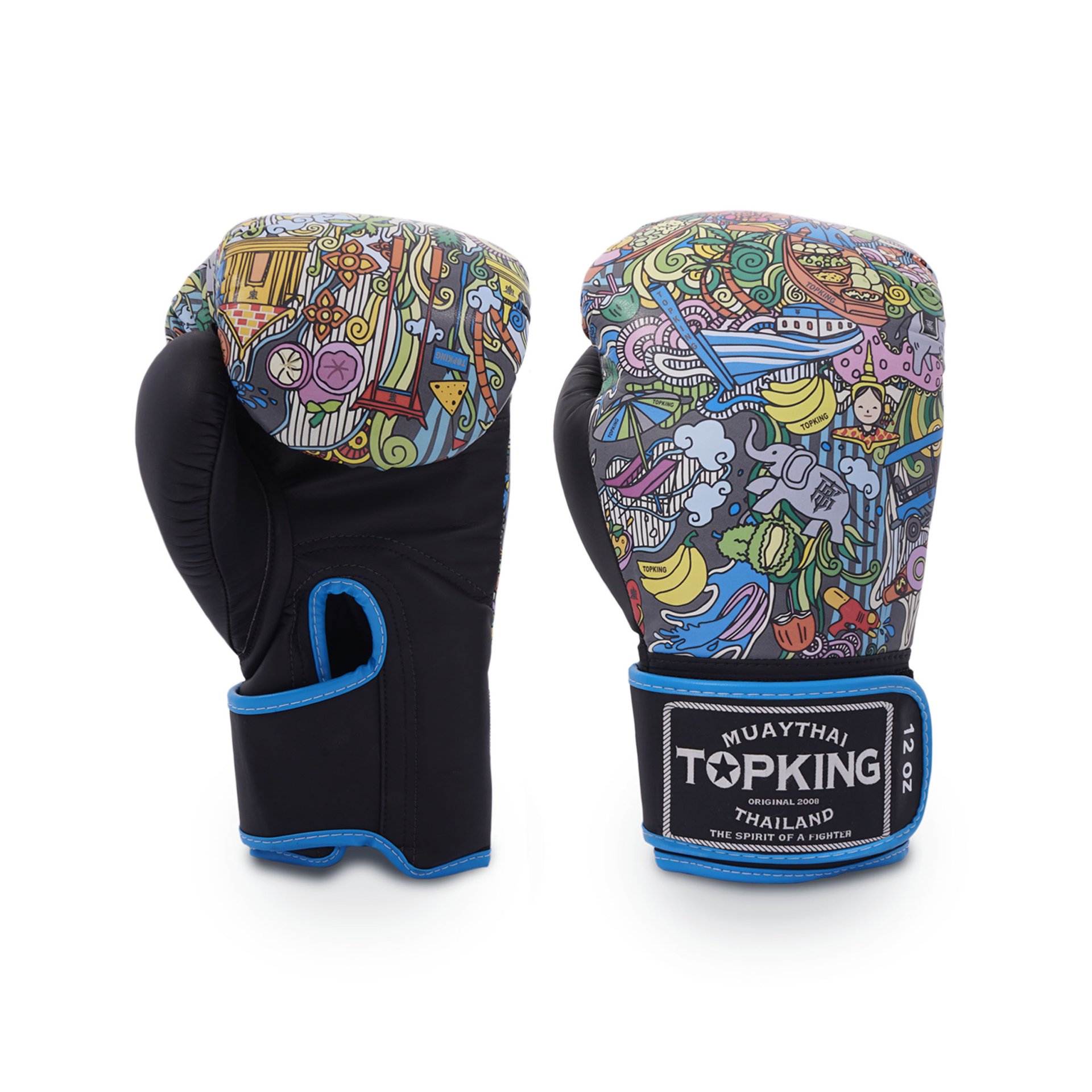 Top King GLOVES THAI CULTURE (SEMI LEATHER) — BLACK