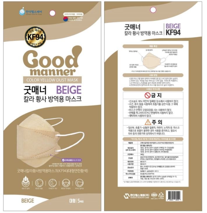 Good manner Color Yellow Dust Mask 5sheet [ Beige ]