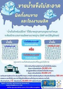 ขายน้ำแข็งไม่สะอาด!! มีโทษปรับสูงถึง 5 หมื่นบาท 