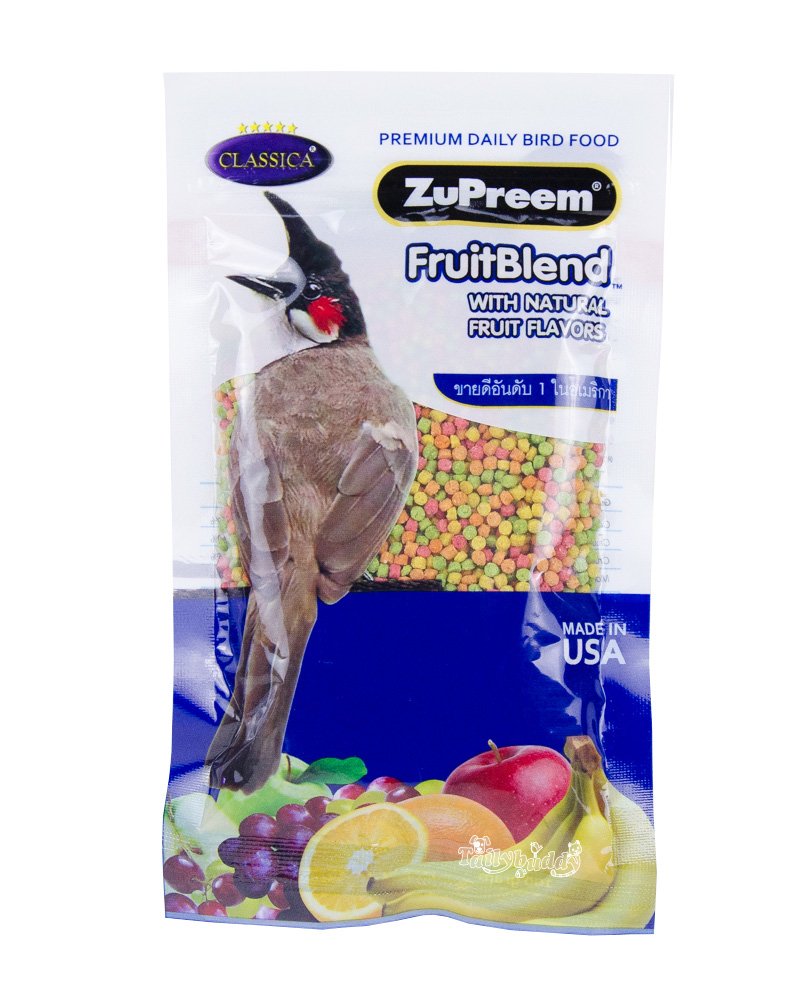 ZuPreem FruitBlend อาหารนกปรอด นกกรงหัวจุก แบบอัดเม็ด รสธรรมชาติ (100g.)