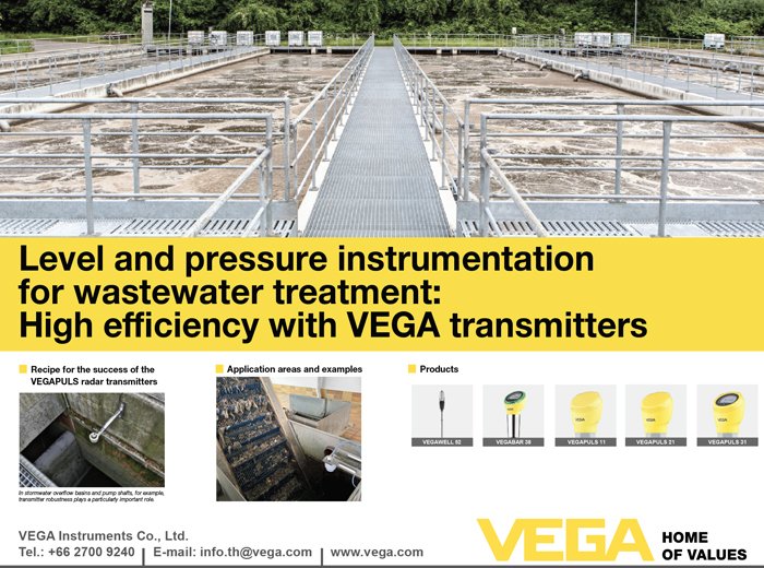 เครื่องมือวัดระดับและแรงดันอัจฉริยะเพื่อการบำบัดน้ำเสียอย่างมีประสิทธิภาพสูงสุด เครื่องมือวัดระดับและแรงดันอัจฉริยะเพื่อการบำบัดน้ำเสียอย่างมีประสิทธิภาพสูงสุด