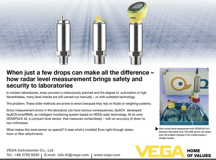 เรดาร์วัดระดับ: คำตอบของความปลอดภัยในห้องปฏิบัติการยุคใหม่
