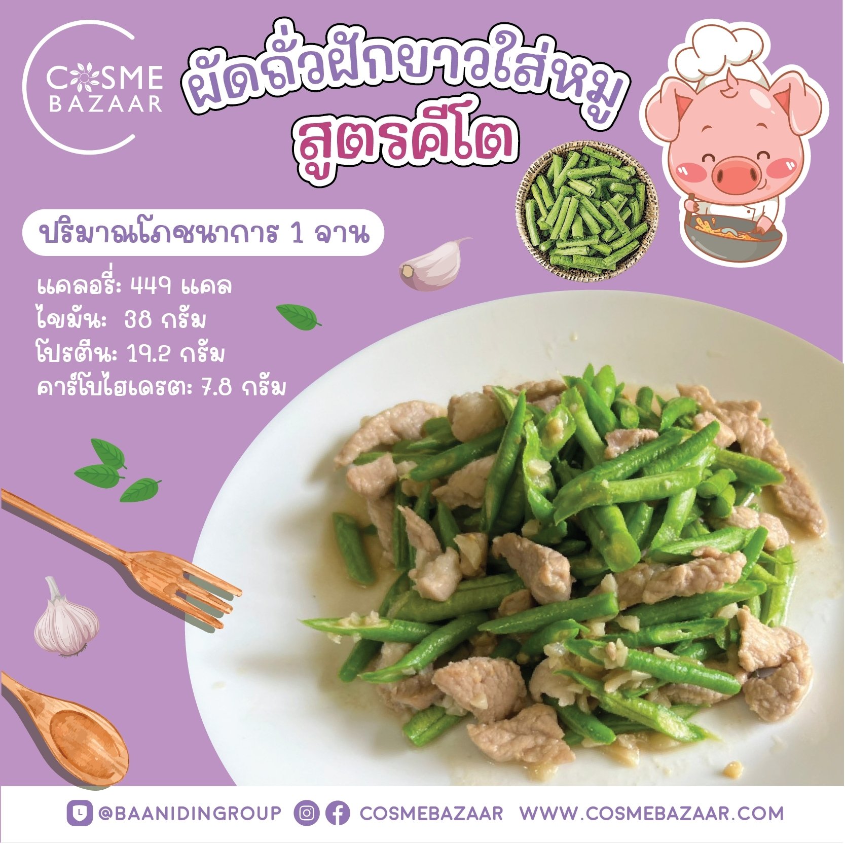 สูตรอาหารคีโต ผัดถั่วฝักยาวใส่หมู สูตรอาหารคีโต ผัดถั่วฝักยาวใส่หมู