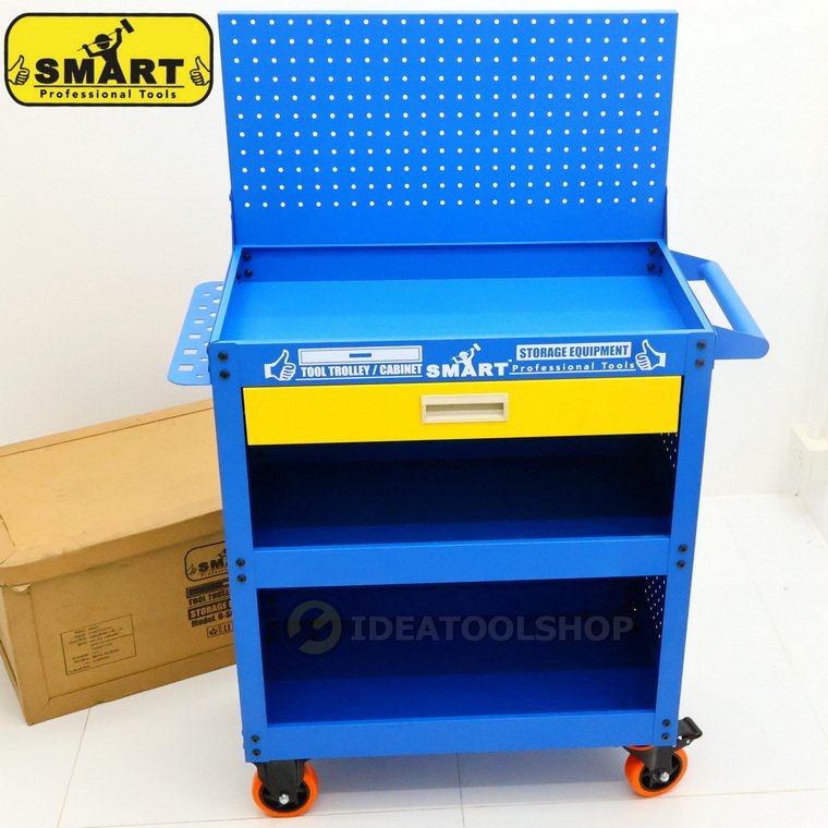 [ของแท้!!] รถเข็น SMART แบบมีแผงหลัง รุ่น G-SM-TTC03-1D ชั้นวางเครื่องมือ รถเข็นเครื่องมือ 3 ชั้น รถ เครื่องมือ  ชั้นวาง