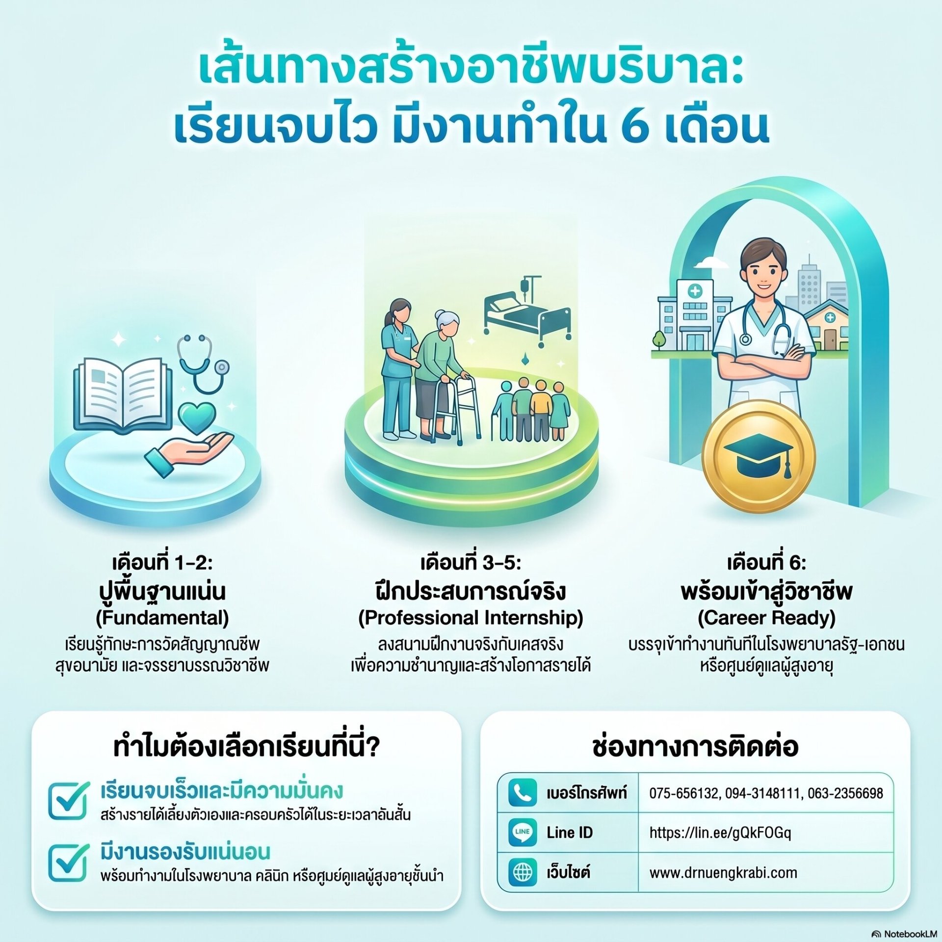 เรียนบริบาล 6 เดือน มีรายได้จริงไหม? จบแล้วมีงานทำทันทีที่ IKS ด็อกเตอร์หนึ่งอินเตอร์แคร์ กระบี่
