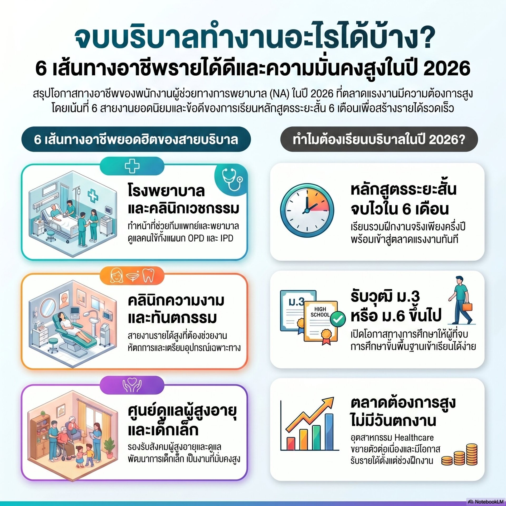 จบบริบาลทำงานอะไรได้บ้าง? ส่อง 6 สายงานรายได้ดี ความต้องการสูงในปี 2026