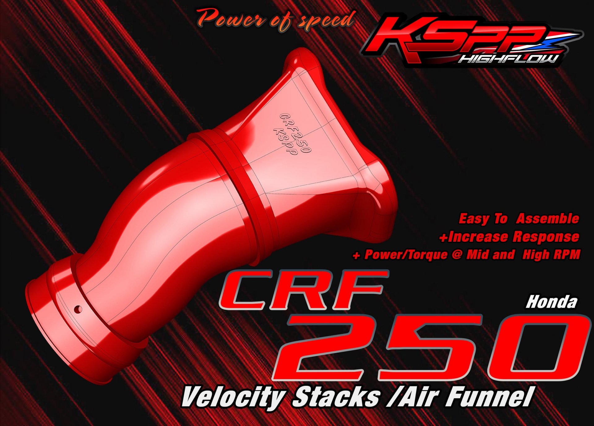 CRF250 ท่อกรอง  Velocity stack -ท่อกรองอากาศ CRF250-Intake air pipe CRF250 -Velocity stack  CRF250 - AirFunnel CRF250    (L)  (Rally) [HONDA]