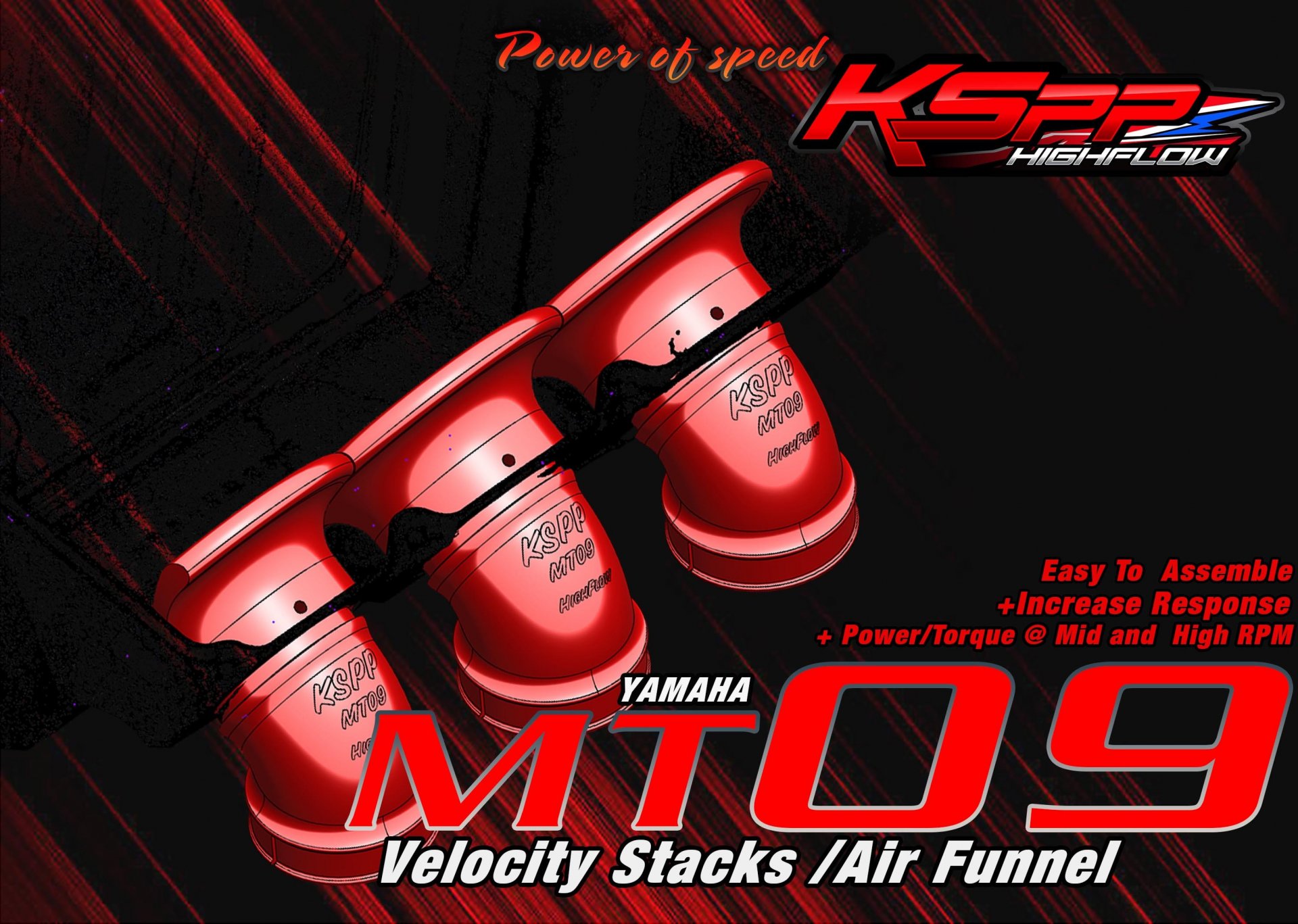 MT-09 ปากแตร /  Velocity stack -ปากแตรMT-09  -Intake air pipeMT-09  -Velocity stackMT-09  - AirFunnelMT-09   [2014-2020] [Yamaha]
