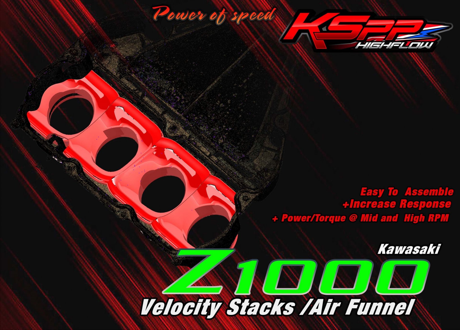 Z1000 ปากแตร /  Velocity stack -ปากแตรZ1000 -Intake air pipeZ1000 -Velocity stackZ1000 - AirFunnel Z1000  [Kawasaki]