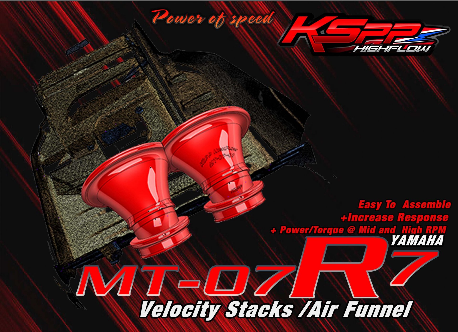 MT-07  R7  ปากแตร /  Velocity stack -ปากแตร MT-07 R7  -Intake air pipe MT-07 R7  -Velocity stack MT-07 R7  - AirFunnel MT-07 R7[Yamaha]