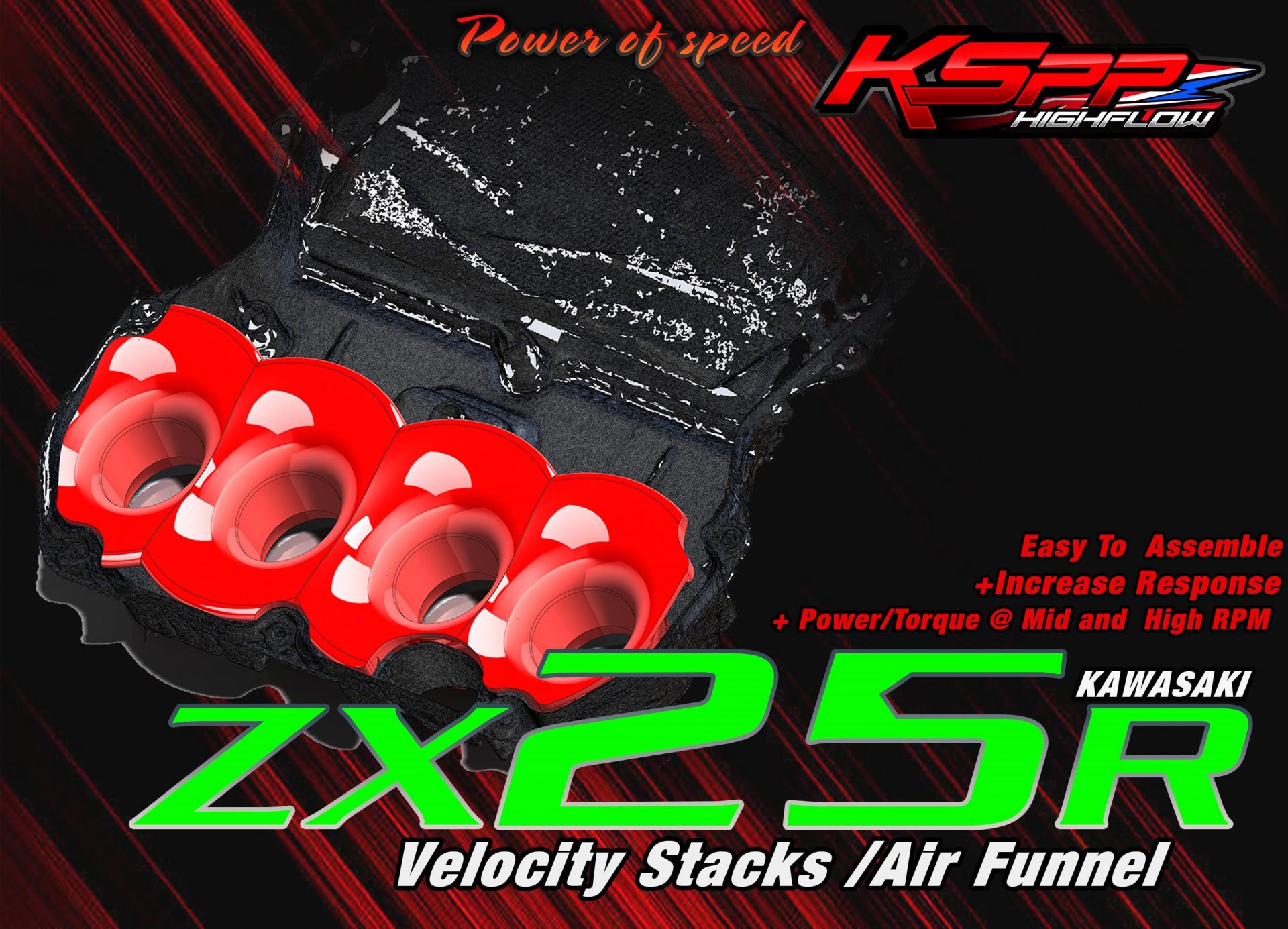 Zx25R ปากแตร /  Velocity stack -ปากแตรZx25R -Intake air pipeZx25R-Velocity stackZx25R - AirFunnel Zx25R  [Kawasaki]