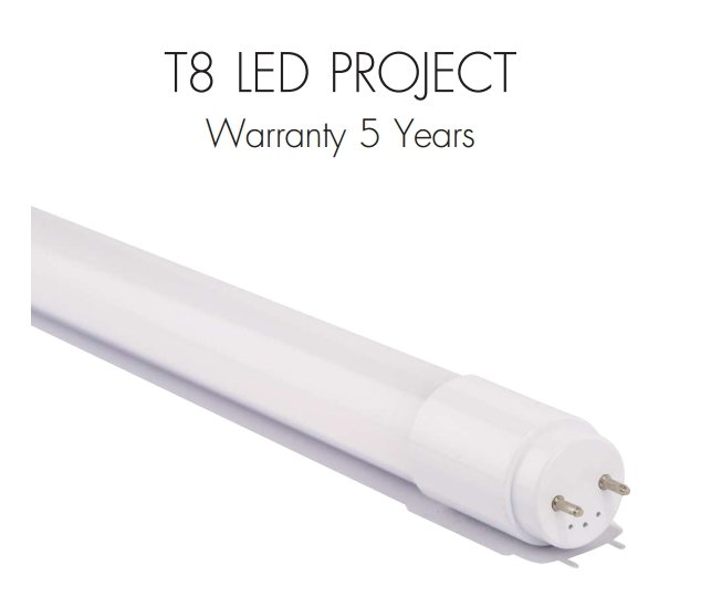 LED T8  PROJECT Warranty 5 Years 9W 18W  Daylight  G13