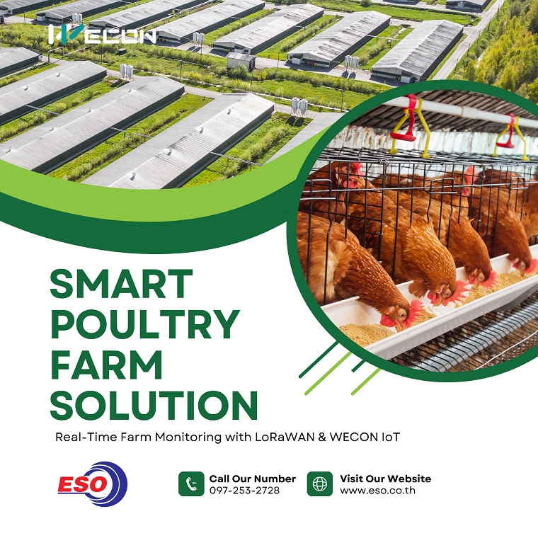 ระบบ Smart Poultry Farm ด้วย LoRaWAN และ WECON IoT ในฟาร์มไก่จังหวัดอ่างทอง