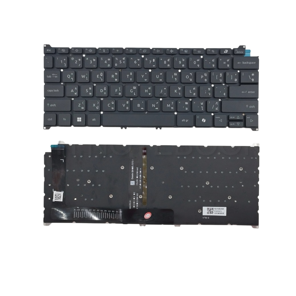 คีย์บอร์ด อะไหล่ OEM คุณภาพสูง สำหรับ Acer Swift Go 14 SFG14-41 SFG14-42 SFG14-71 Swift X 14 SFX14-51G SFX14-71G (TH/US QWER Standard, มี Backlight) แทนคีย์บอร์ดเดิมได้