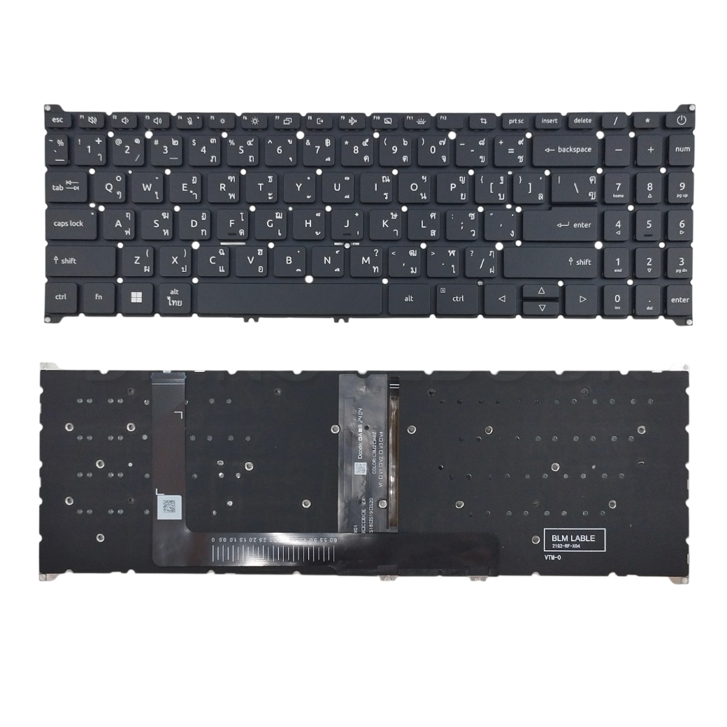คีย์บอร์ด อะไหล่ OEM คุณภาพสูง Acer Swift Go 16 SFG16‑71 / SFG16‑72 Series SFG16‑71‑75FJ SFG16‑71‑58UH SFG16‑72‑70FS Backlit TH/US Layout ซ่อม/เปลี่ยนได้ทันที