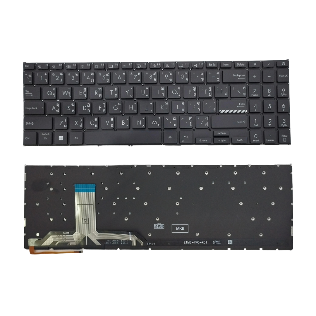 แป้นพิมพ์โน้ตบุ๊ค ASUS Vivobook X1603Z, X1603ZA, M1603, M1603Q, F1603ZA, D1603QA, M1503Q, X1502Z, D1502IA, F1503Z, X1503, M1503QA, X1504, F1504, X1505, F1505VA, S1605PA - คีย์บอร์ดมีไฟ Backlight รับประกัน 6 เดือน