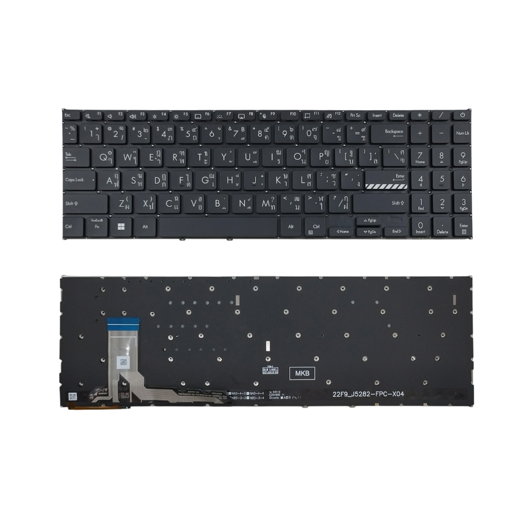 อะไหล่คีย์บอร์ด OEM คุณภาพสูงสำหรับ ASUS Vivobook Go 15 E1504, E1504F, E1504FA, E1504G, E1504GA, Vivobook 15 X1503, X1504, M1503, M1504 และ Vivobook 15X/16X K3504, M3504, S3504, K3605, M3605 มีไฟ Backlight
