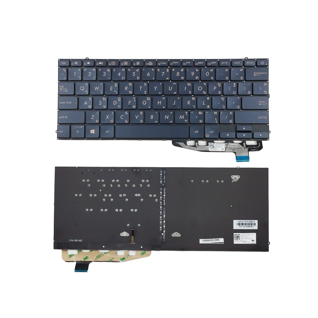 อะไหล่คีย์บอร์ดโน๊ตบุ๊ค ASUS ZenBook UX391U, UX391UA, UX391F, UX391FA คุณภาพสูง Layout TH/US QWER Standard พร้อมไฟ Backlight สำหรับเปลี่ยนและซ่อมแซม