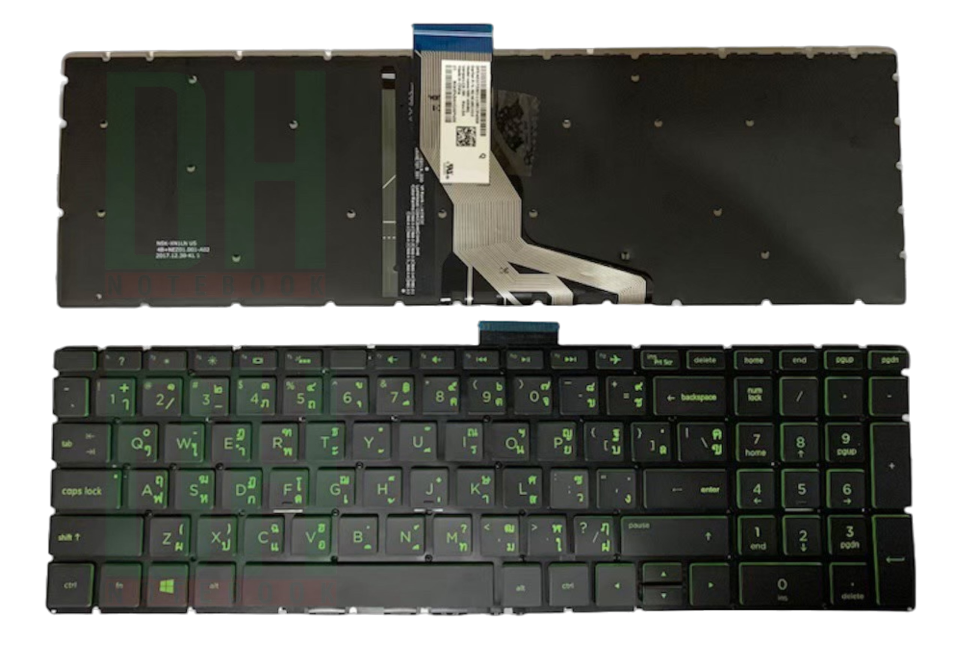 แป้นพิมพ์ คีย์บอร์ดโน๊ตบุ๊ค HP Pavilion Power 15-CB 15-BW Laptop Keyboard อักษรสีเขียว มีไฟ