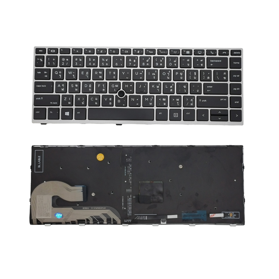 แป้นพิมพ์โน้ตบุ๊ก HP EliteBook 840 G5, 846 G5, 745 G5, 840 G6, 846 G6, 848 G5, 745 G6 มีไฟ สีดำ TH/US QWERTY ใช้กับ HP EliteBook ได้หลายรุ่น
