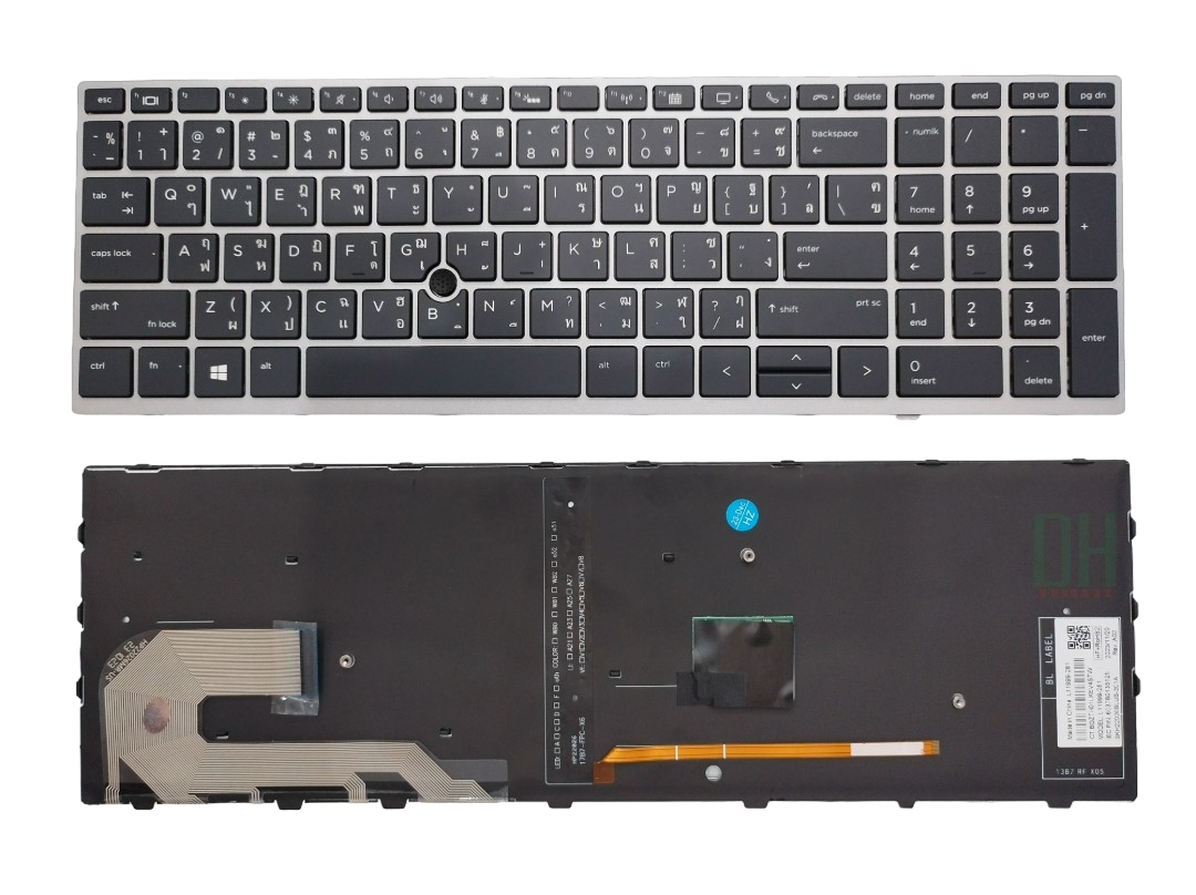 แป้นพิมพ์ คีย์บอร์ดโน๊ตบุ๊ค HP EliteBook 850 G5 มีไฟ มีปุ่มเมาส์ 755 G5, 850 G6, Zbook 15U G5, 15U G6 Laptop Keyboard