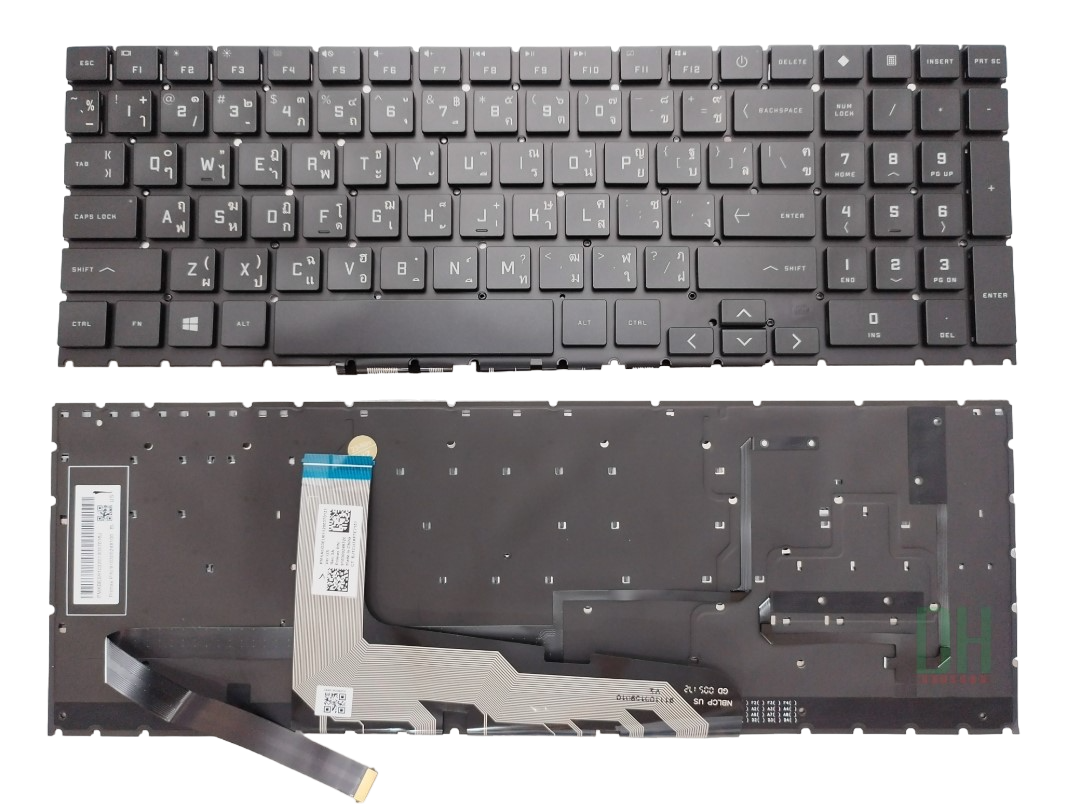 แป้นพิมพ์ คีย์บอร์ดโน๊ตบุ๊ค HP Omen 15-ek With RGB backlight Laptop Keyboard สีดำ มีไฟ ไทย/eng