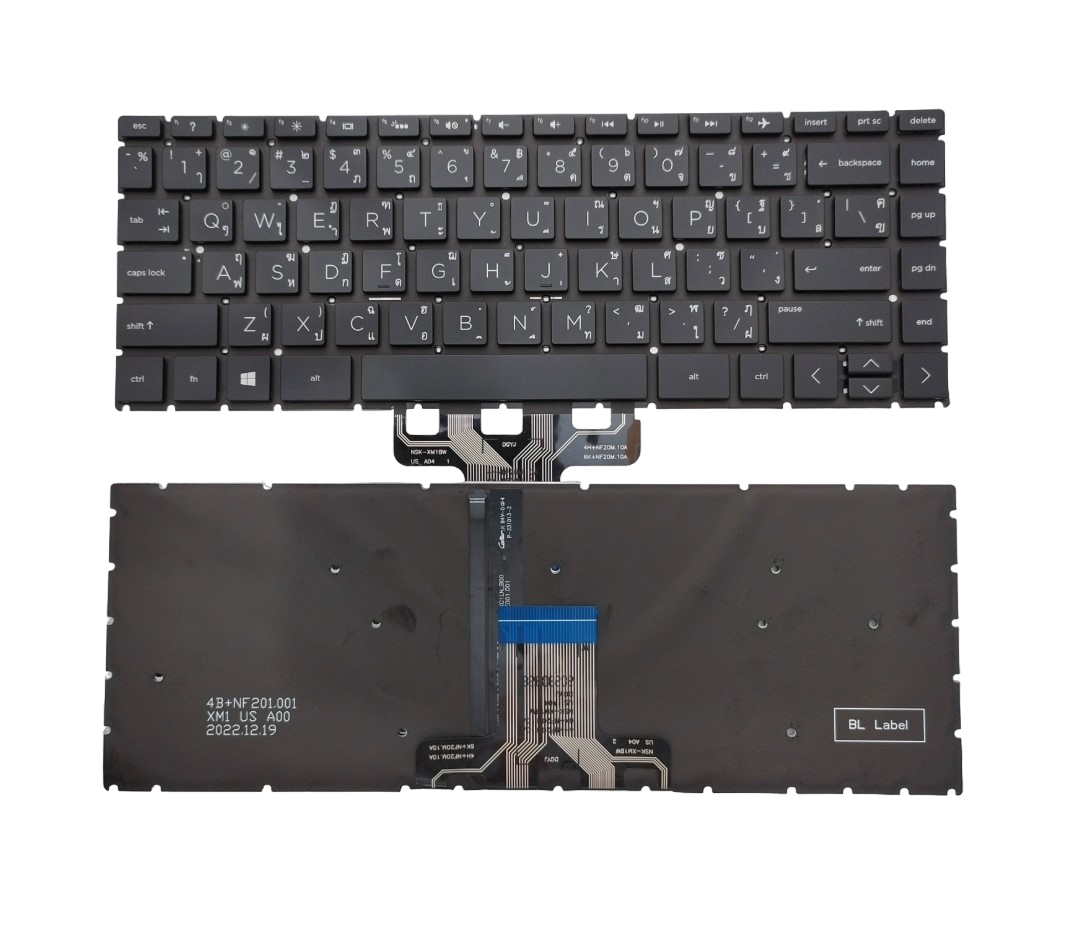 แป้นพิมพ์ คีย์บอร์ด HP Pavilion X360 สีดำ มีไฟ 14-CE, 14-CK, 14-CD, 14-CM, 14-CS, 14-DG, 14-DQ, 240 G7, 245 G7, 246 G7, 240 G8