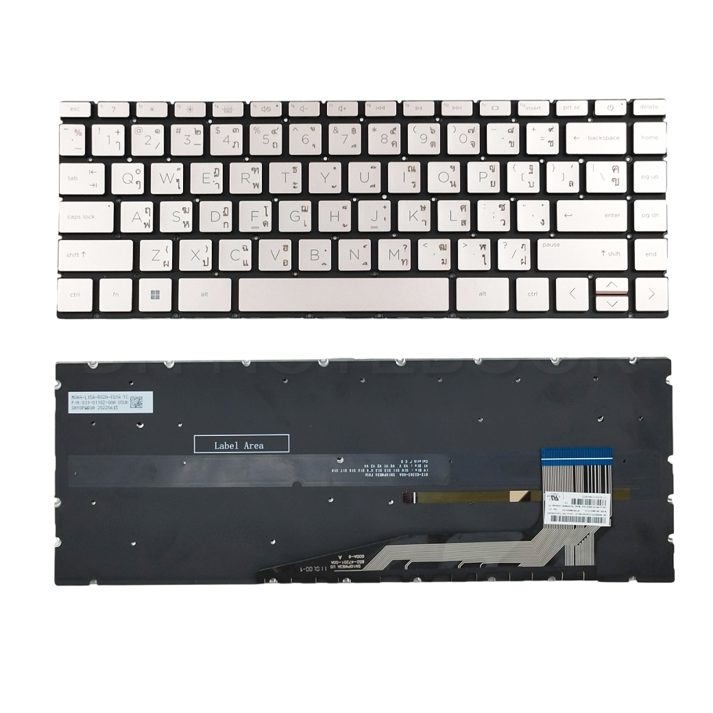 อะไหล่คีย์บอร์ด OEM คุณภาพสูงสำหรับ HP Pavilion Aero 13-BE Series (SN10PWB3E) Layout TH/US QWER  พร้อมไฟ Backlight สี Pale Rose Gold