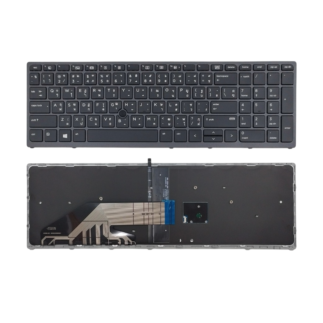 คีย์บอร์ด สำหรับ HP ZBook 15 G3 / 15 G4 / 17 G3 / 17 G4 มี Backlit, Pointstick, เฟรม TH/US