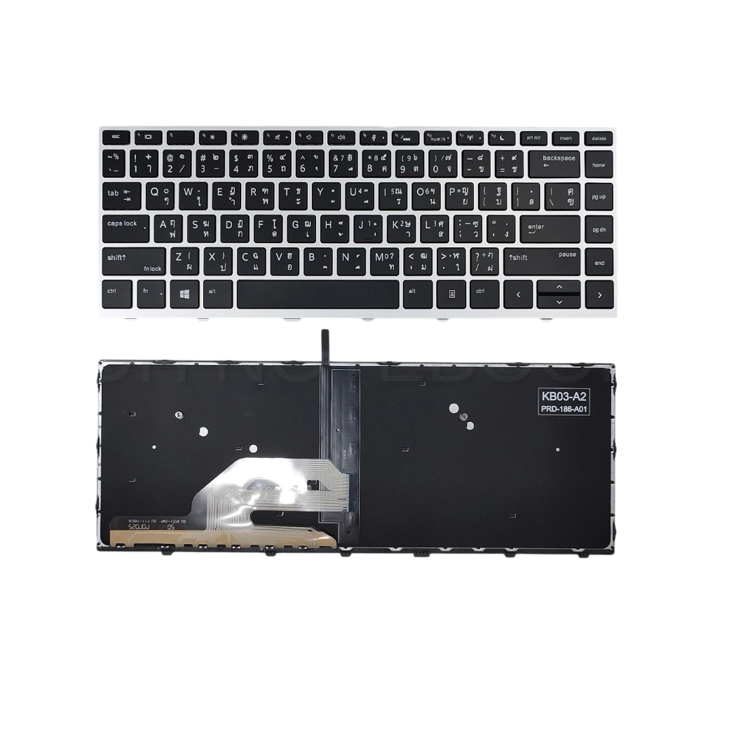 คีย์บอร์ด HP ProBook 640 G4, 640 G5, 645 G4, 645 G5, 430 G5, 440/445 G5 สีเงิน มีไฟ Backlit อะไหล่ OEM สำหรับซ่อมและเปลี่ยนโน๊ตบุ๊ค