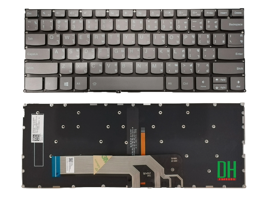 แป้นพิมพ์ คีย์บอร์ดโน๊ตบุ๊ค Lenovo ThinkBook มีไฟ ไทย/อังกฤษ 14-IML, 14-IIL, 13S-IWL, 13S-IML, 14S-IML, 14S-IWL Laptop Keyboard