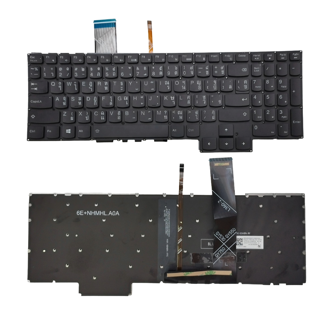 แป้นพิมพ์ คีย์บอร์ดโน๊ตบุ๊ค Lenovo Gaming 3-15ARH05, 3-15IMH05, 3-15ACH05, GY530, GY550, GY570 ไฟแบ็คไลท์สีขาว (TH/US)
