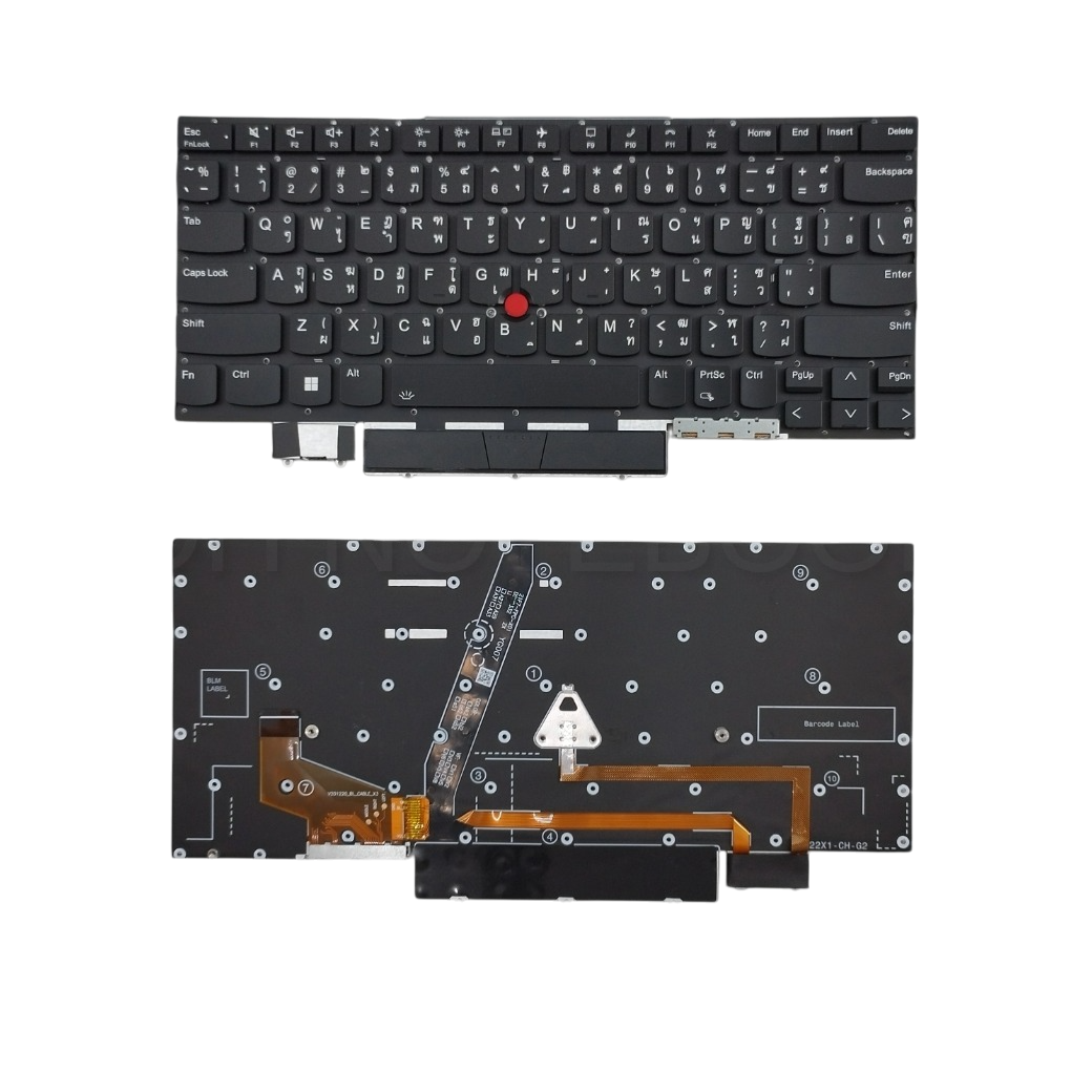 คีย์บอร์ด อะไหล่ OEM คุณภาพสูง สำหรับ Lenovo ThinkPad X1 Carbon Gen 9 / Gen 10 Backlit 6‑Row Chiclet พร้อม TrackPoint Layout TH/US ใช้แทน P/N 5M11C53307 ส่งเร็ว พร้อมประกัน 6 เดือน