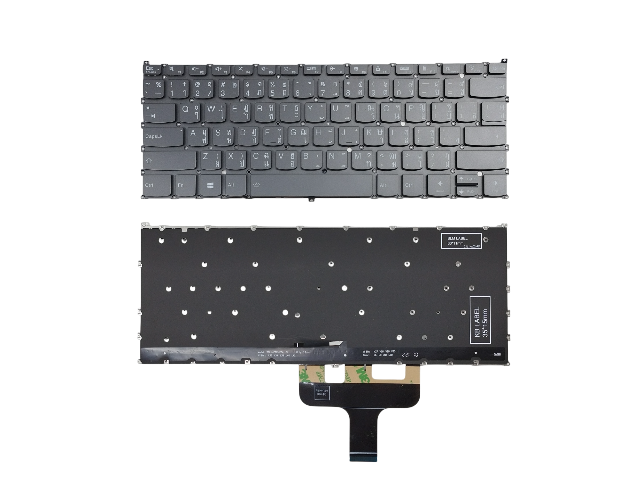 อะไหล่ คีย์บอร์ด OEM สำหรับ Yoga Slim 7 ProX 14ARH7 14IAH7 Yoga 7 14IAL7 14ARB7 มีไฟ Backlit TH/US Grey อะไหล่โน้ตบุ๊ค KBLE129