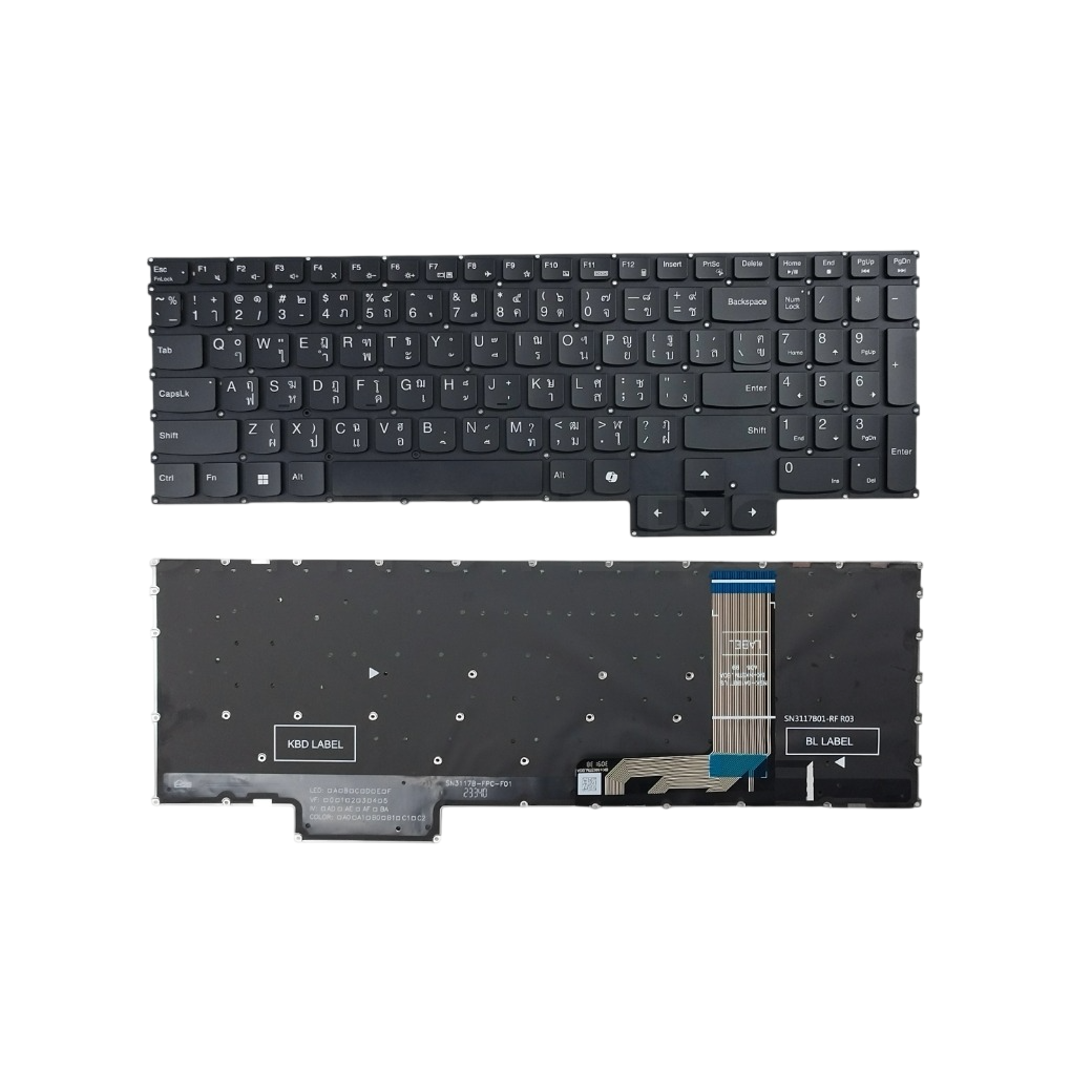 อะไหล่คีย์บอร์ด OEM สำหรับ LOQ 15ARP9 15IAX9 15AHP9 15IAX9I 15IRX9 G5000 มีไฟ Backlit ภาษาไทย SN3117B01-RF R03 KBLE130