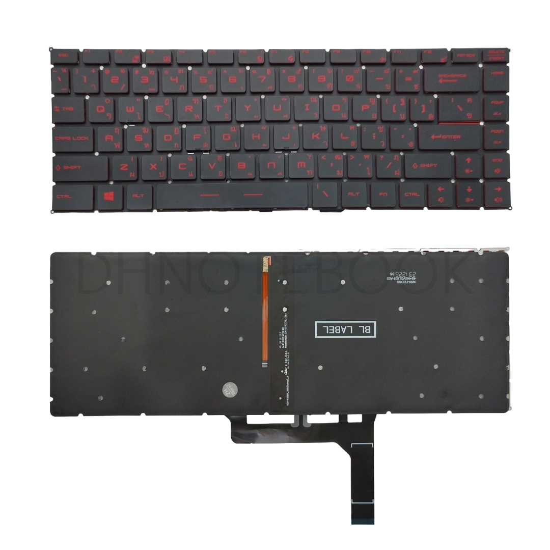 แป้นพิมพ์ คีย์บอร์ด โน๊ตบุ๊ค MSI GF63 GF63 8RC 8RD Thin 9SC Thin Premium Gaming 15 Keyboard ไฟแบ็คไลท์ TH/US แดง