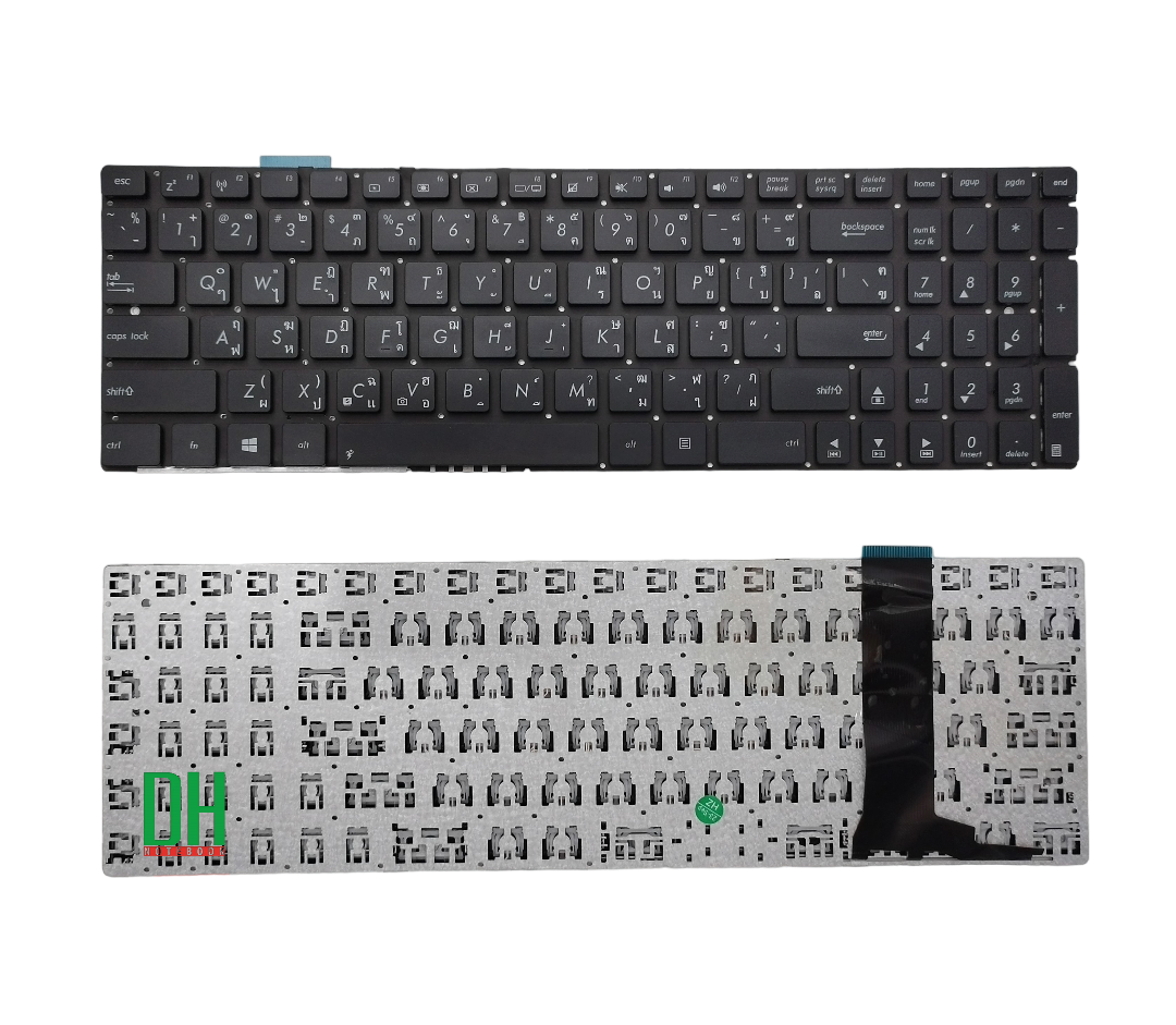 แป้นพิมพ์ คีย์บอร์ดโน๊ตบุ๊ค G56, G550, N550, N56, N750, Q550, U500, N76 Laptop Keyboard สีดำ ไม่มีไฟ