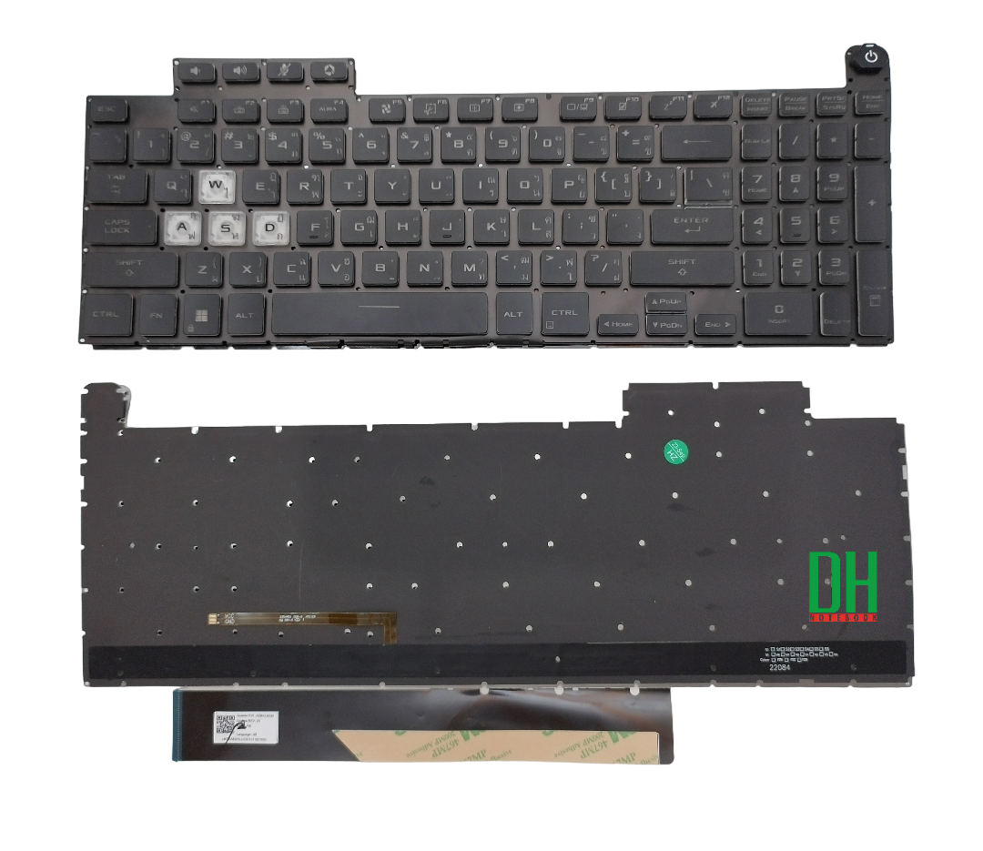 แป้นพิมพ์ คีย์บอร์ดโน๊ตบุ๊ค TUF Gaming F15 FX507, FX507Z, A15 FA507, FA507R Laptop Keyboard มีไฟ ไทย-อังกฤษ