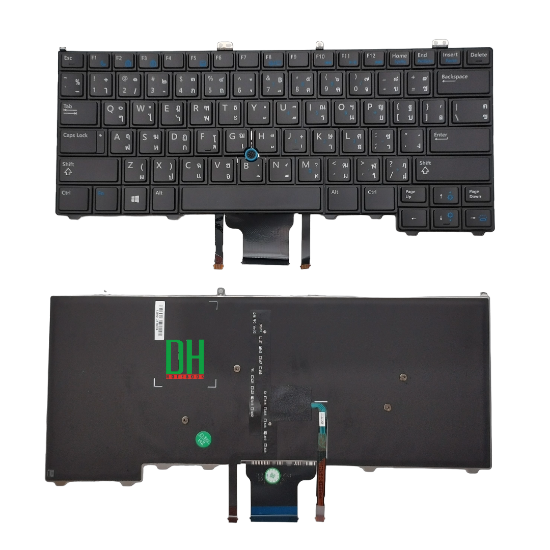 แป้นพิมพ์ คีย์บอร์ดโน๊ตบุ๊ค DELL LATITUDE 12 7000, E7240, E7420, E7440 Laptop Keyboard มีไฟ ไทย-อังกฤษ