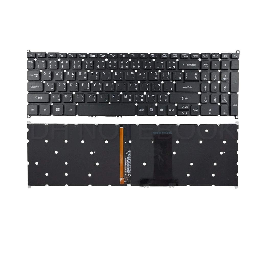 อะไหล่คีย์บอร์ดโน๊ตบุ๊ค Acer Spin 5 SP515-51N, SP515-51, SP515-51GN, Nitro NP515-51, N17W1, Aspire A317-51, A317-52 (TH/US) คุณภาพสูง มีไฟ/ไม่มีไฟ สำหรับเปลี่ยน/ซ่อม