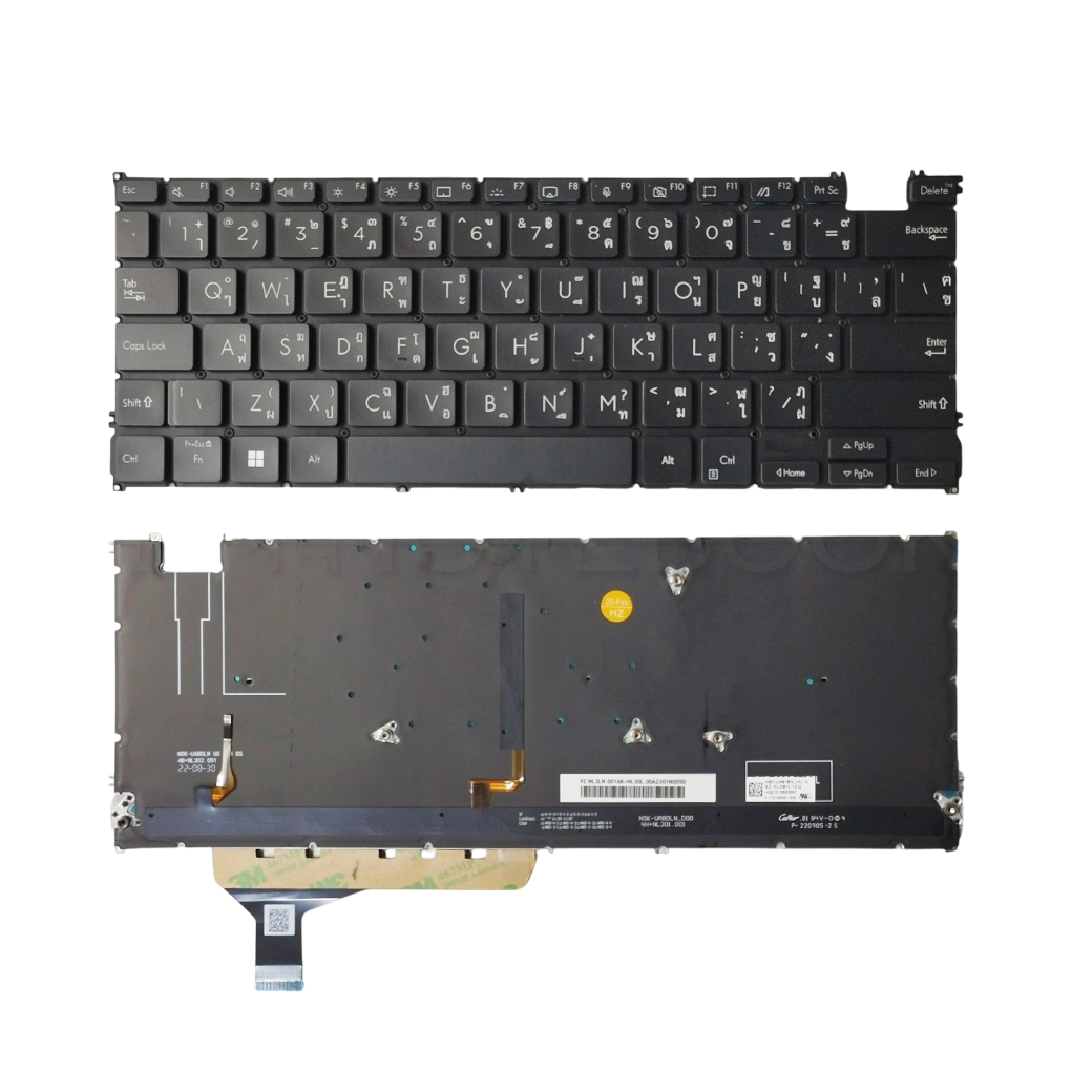 คีย์บอร์ด ASUS Zenbook UX3402 TH/US สีดำ มีไฟ Backlit อะไหล่ OEM คุณภาพสูง สำหรับรุ่น UX3402ZA UX3402VA UX3402Z UX3402V