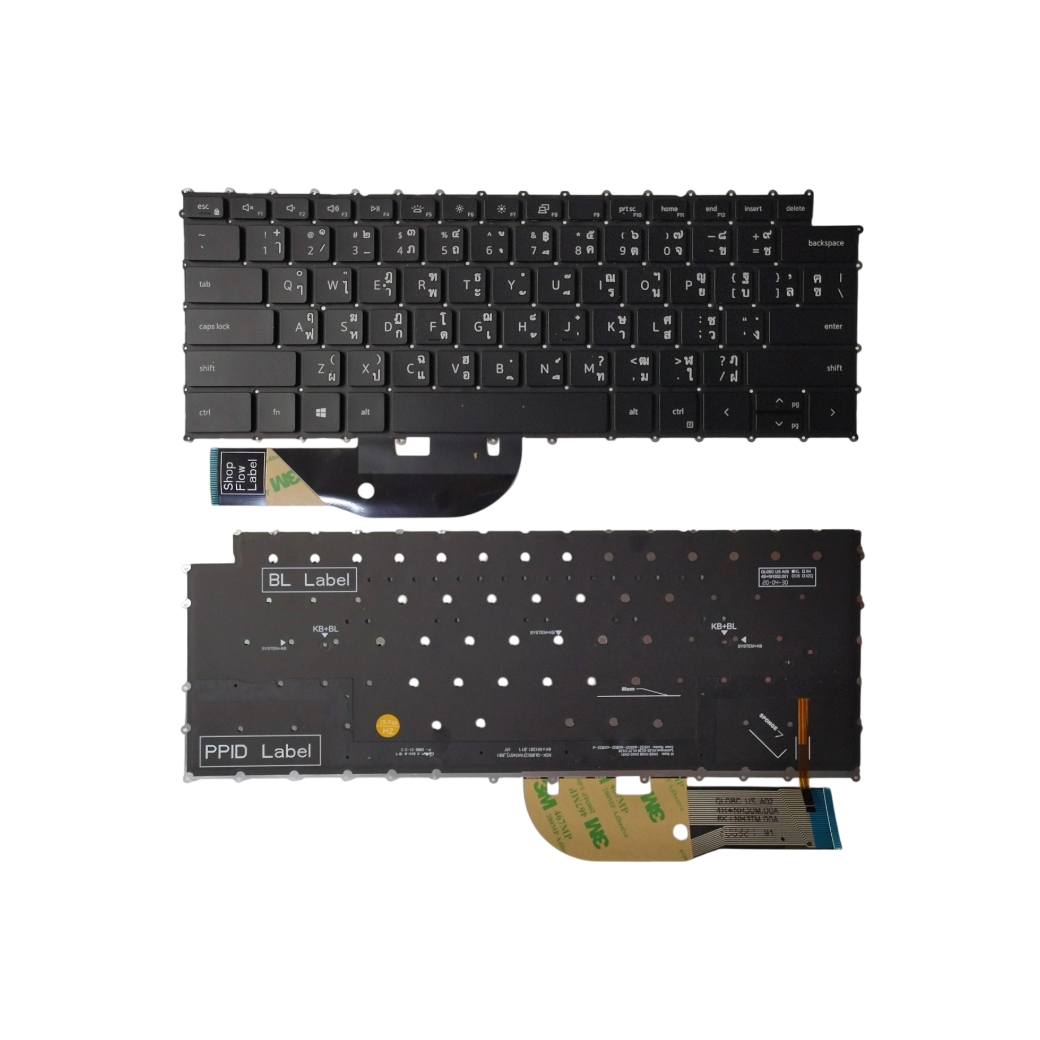 คีย์บอร์ด Dell XPS 15 9500 9510 9520 9530 | XPS 17 9700 9710 9720 9730 | Precision 5550 5560 5570 5750 5760 5770 | TH/US Backlit | อะไหล่ OEM คุณภาพสูง | DH SKU KBDE055