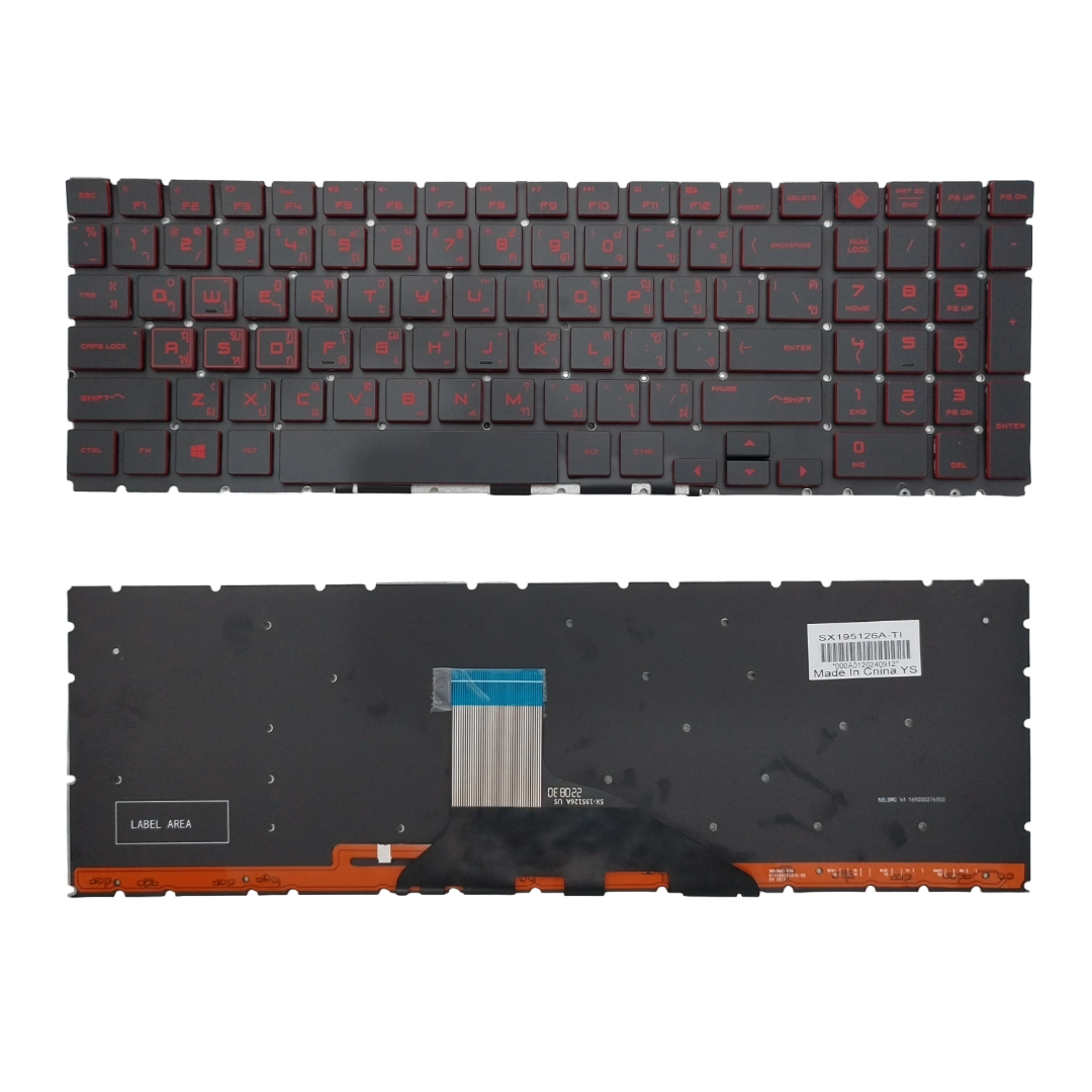 คีย์บอร์ดแล็ปท็อป สำหรับ HP Omen 15-DC, 15-DH Series พร้อมไฟแบ็คไลท์ เปลี่ยนใหม่ รองรับชิ้นส่วน 9Z.NFBQ.101, NSK-XP1BQ