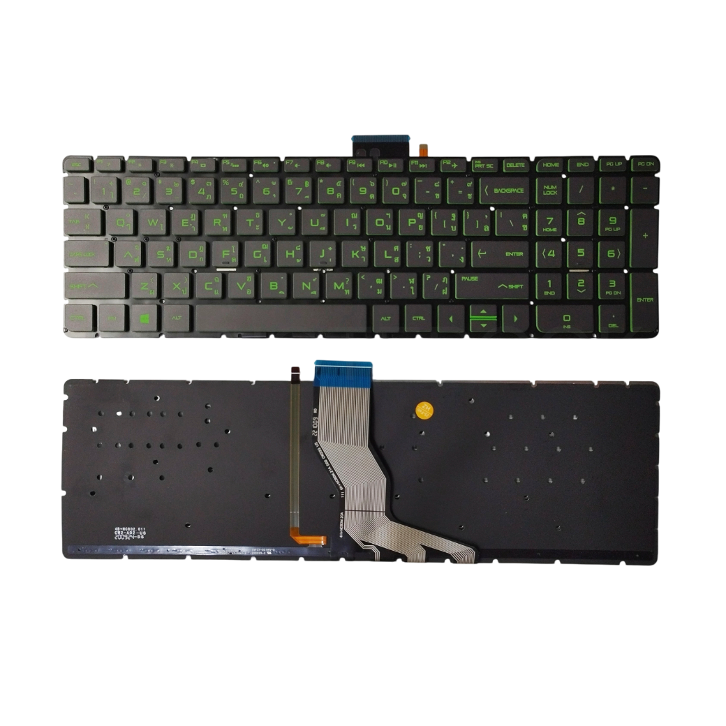 คีย์บอร์ด HP OMEN 17-W, 250 G6, 255 G6, 256 G6, 258 G6, TPN-Q173 อะไหล่ OEM คุณภาพสูง มีไฟ Backlit TH/US สีเขียว