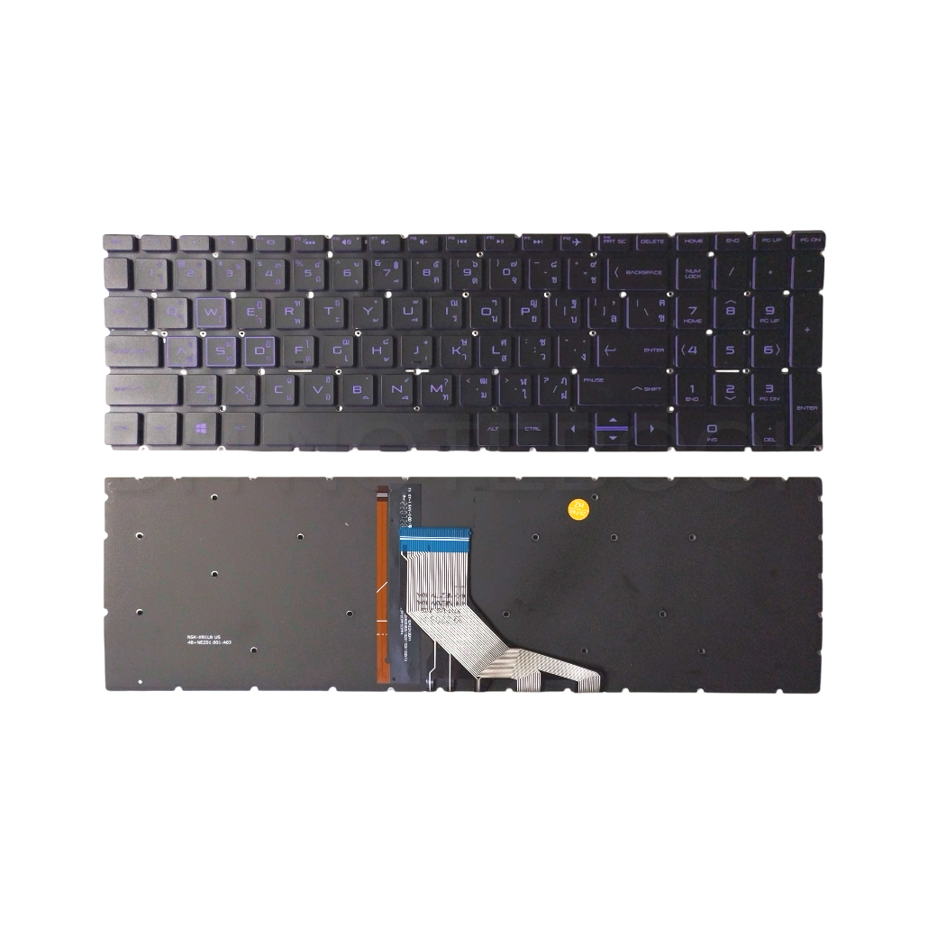 คีย์บอร์ด HP Pavilion Gaming 15-DA, 250 G7, 255 G7, 15-DB, 15-DR, 15-DW, 15-DX, 15-DK, 15-CX, 15-EC, 17-BY, 17-CA อะไหล่ OEM คุณภาพสูง ไฟสีม่วง Layout TH/US NSK-XN1LN