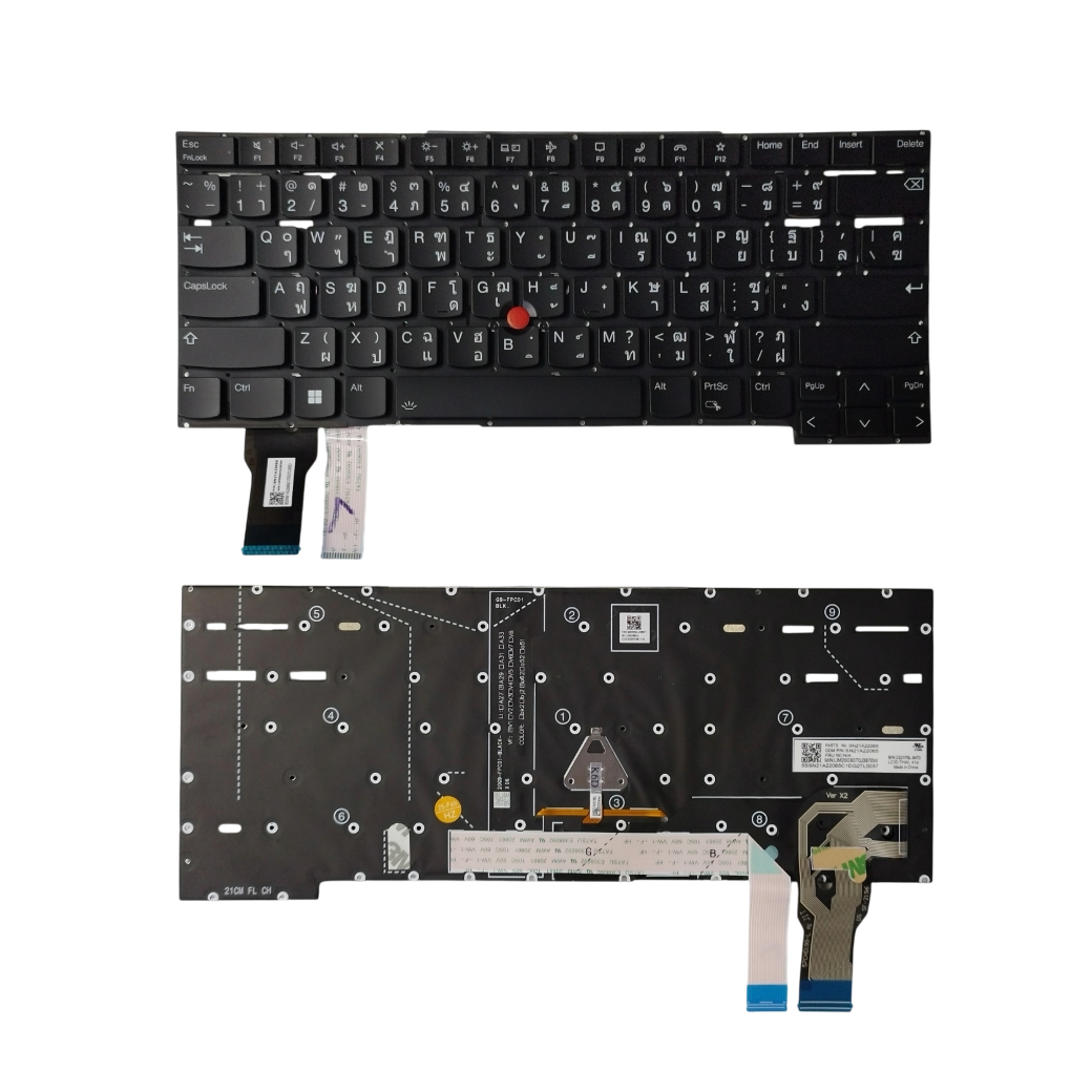 คีย์บอร์ด Lenovo ThinkPad T14s Gen 2 ภาษาไทย (20WM, 20WN, 20XF, 20XG) – อะไหล่ OEM คุณภาพสูง, แป้นพิมพ์สำหรับเปลี่ยน, ทนทาน, พิมพ์แม่นยำ