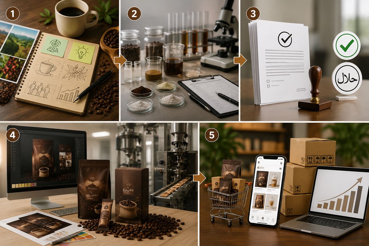 5 ขั้นตอนเริ่มต้นผลิตกาแฟแบรนด์ตัวเอง ตั้งแต่คิดสูตรจนถึงการยื่นขอเครื่องหมาย อย. 
