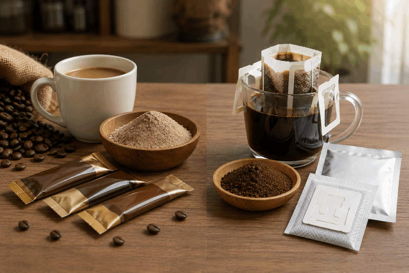 ตารางเปรียบเทียบต้นทุนและข้อดี-ข้อเสียระหว่าง กาแฟปรุงสำเร็จชนิดผง (3-in-1) กับ กาแฟดริป (Drip Coffee) 