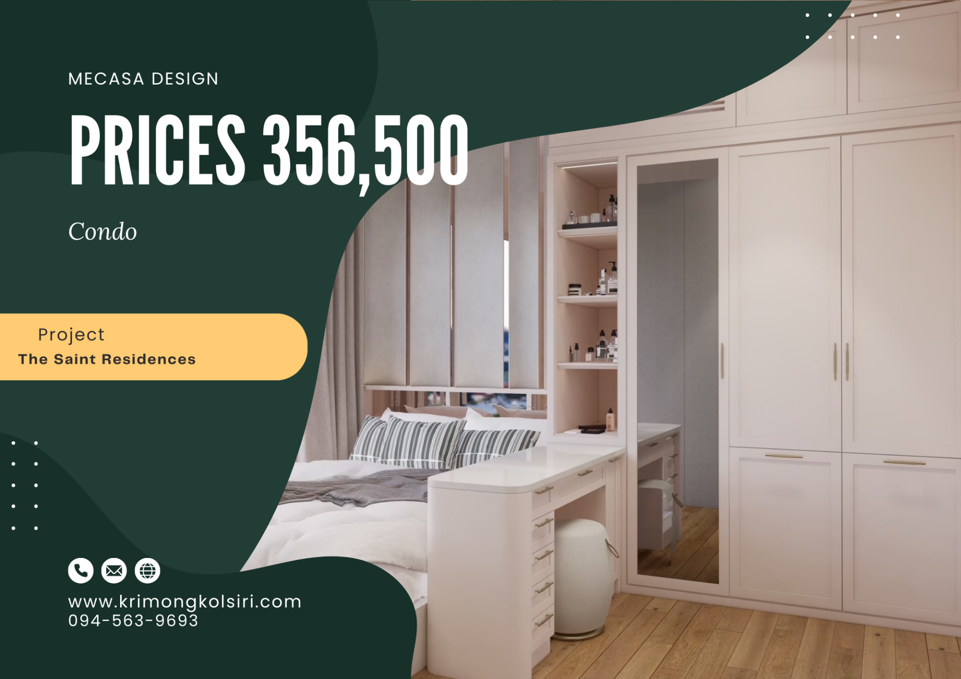 คอนโด The saint residences  | งานออกแบบและตกแต่งภายใน พร้อมติดตั้งบิวท์อินเฟอร์นิเจอร์ครบวงจร