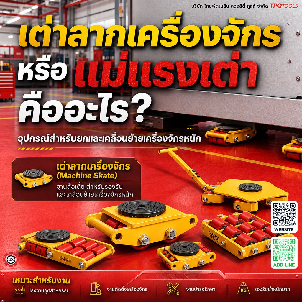 เต่าลากเครื่องจักร หรือแม่แรงเต่า คืออะไร? รู้จัก Machinery Skate อุปกรณ์ช่วยเคลื่อนย้ายเครื่องจักรหนักในโรงงาน วิธีเลือกพิกัดรับน้ำหนัก OMASTAR และ OKURA สำหรับงานอุตสาหกรรม